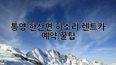 통영 한산면 하소리 렌트카 예약 꿀팁!